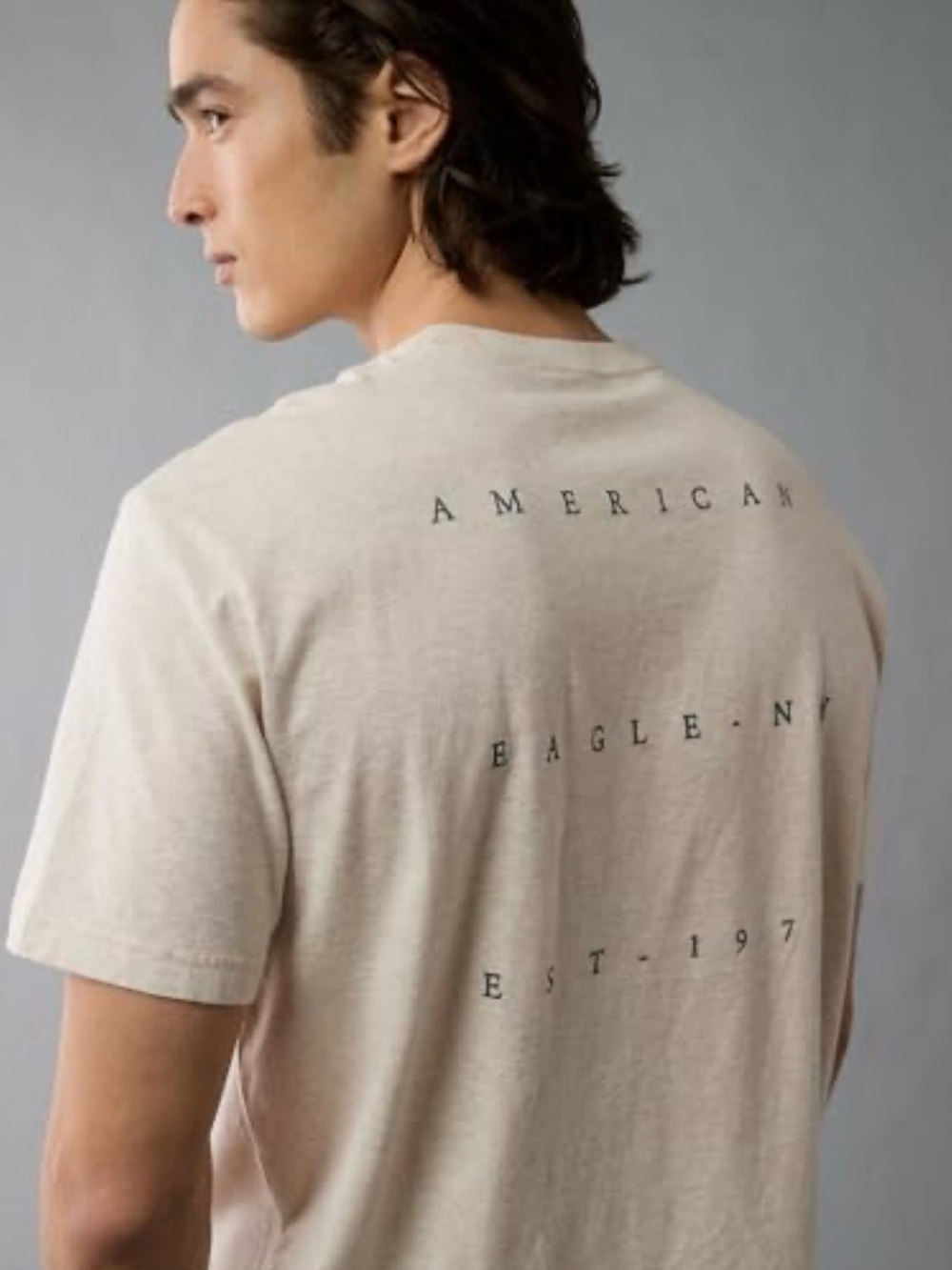 American Eagle Outfitters Men's Logo Graphic T-Shirt Oatmeal Heather Size XL
